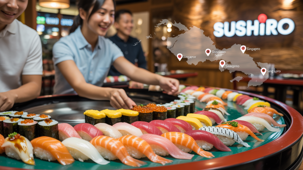 customer enjoy sushi servings at Sushiro Westgate Singapore