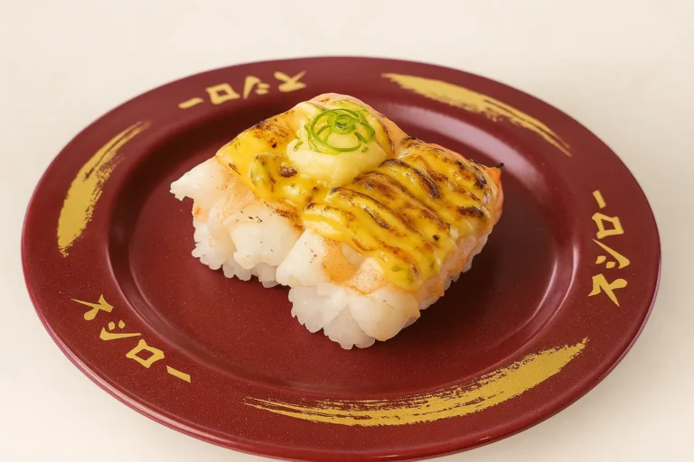 A Broiled Fatty Salmon Nigiri in sushiro Singapore Plate