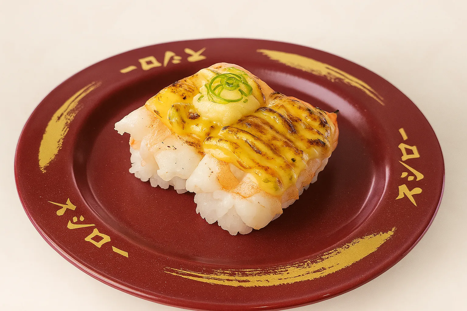 A Broiled Fatty Salmon Nigiri in sushiro Singapore Plate